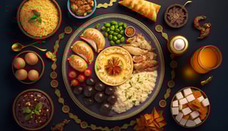 Arabic Cuisine Middle Eastern Traditional Lunch This Is Also Ramadan Iftar View From Above