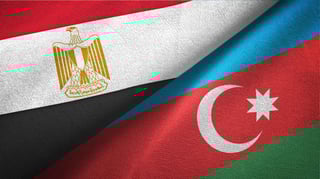 Egypt and Azerbaijan flags close-up
