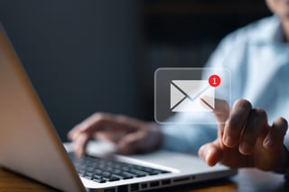 Email Marketing Concept Person Reading E Mail On Laptop Computer Receive New Message New Email