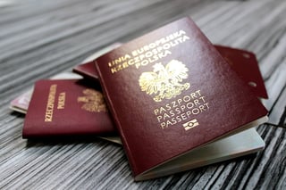 Europe Passports On Elegant Gray Background