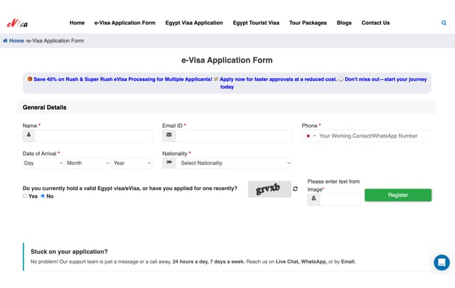 Egypt Evisa Applicants Registration
