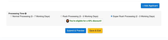 Egypt Evisa Processing Options