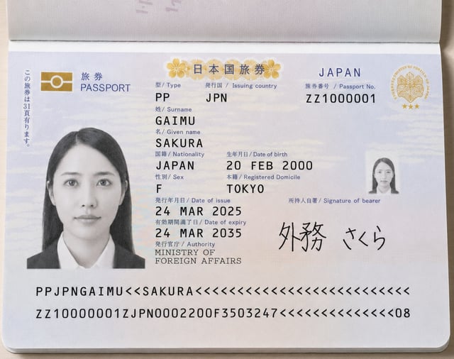 Japanische Pass-Biografieseite