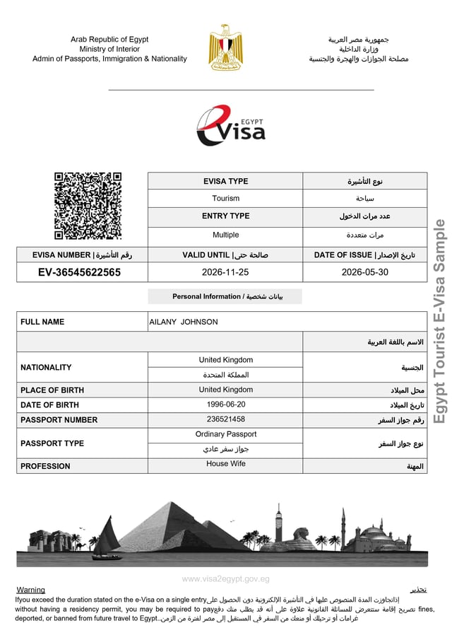 Egypt Tourist eVisa Approval