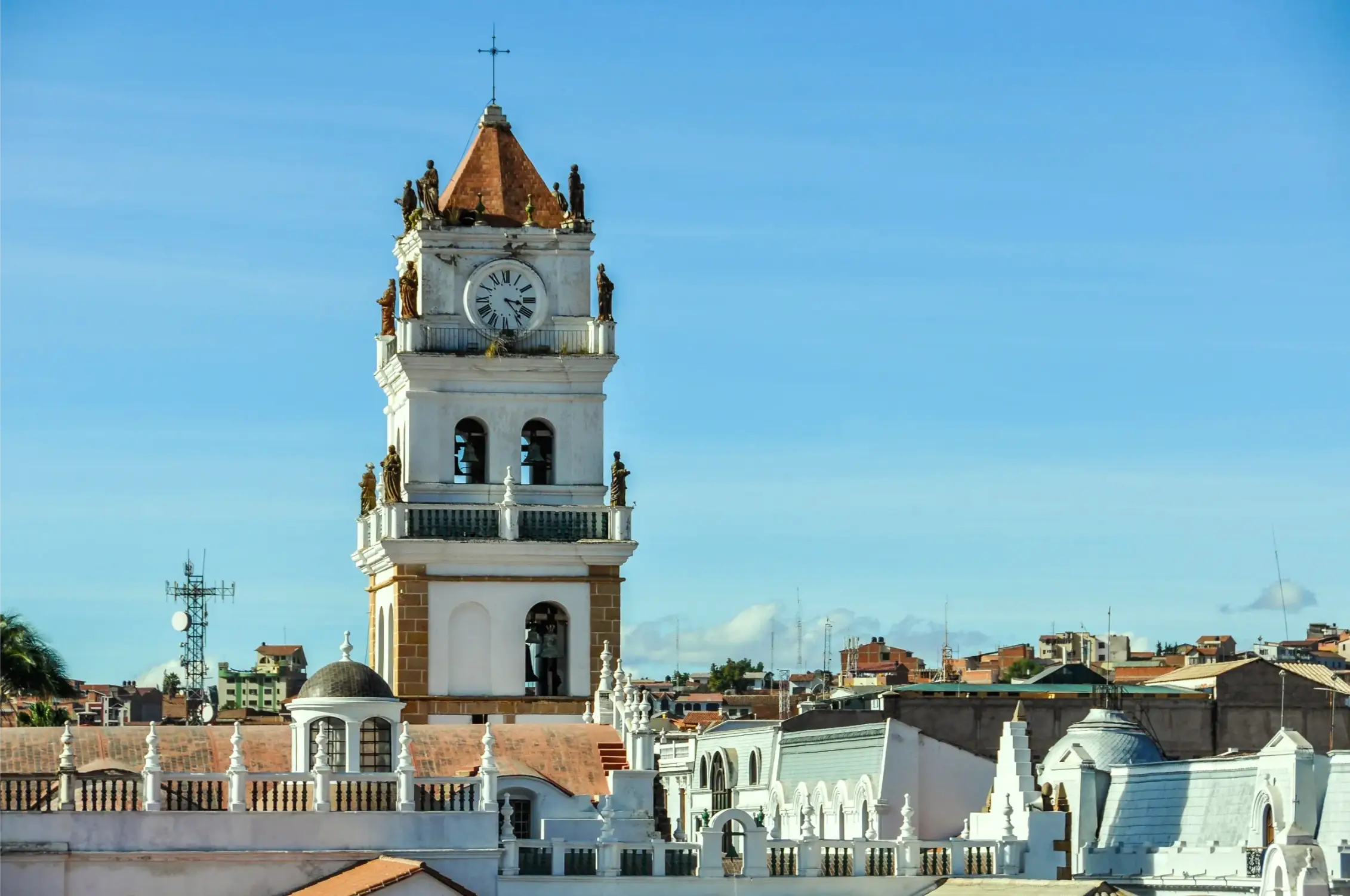 belltower of felipe neri monastery in bolivia