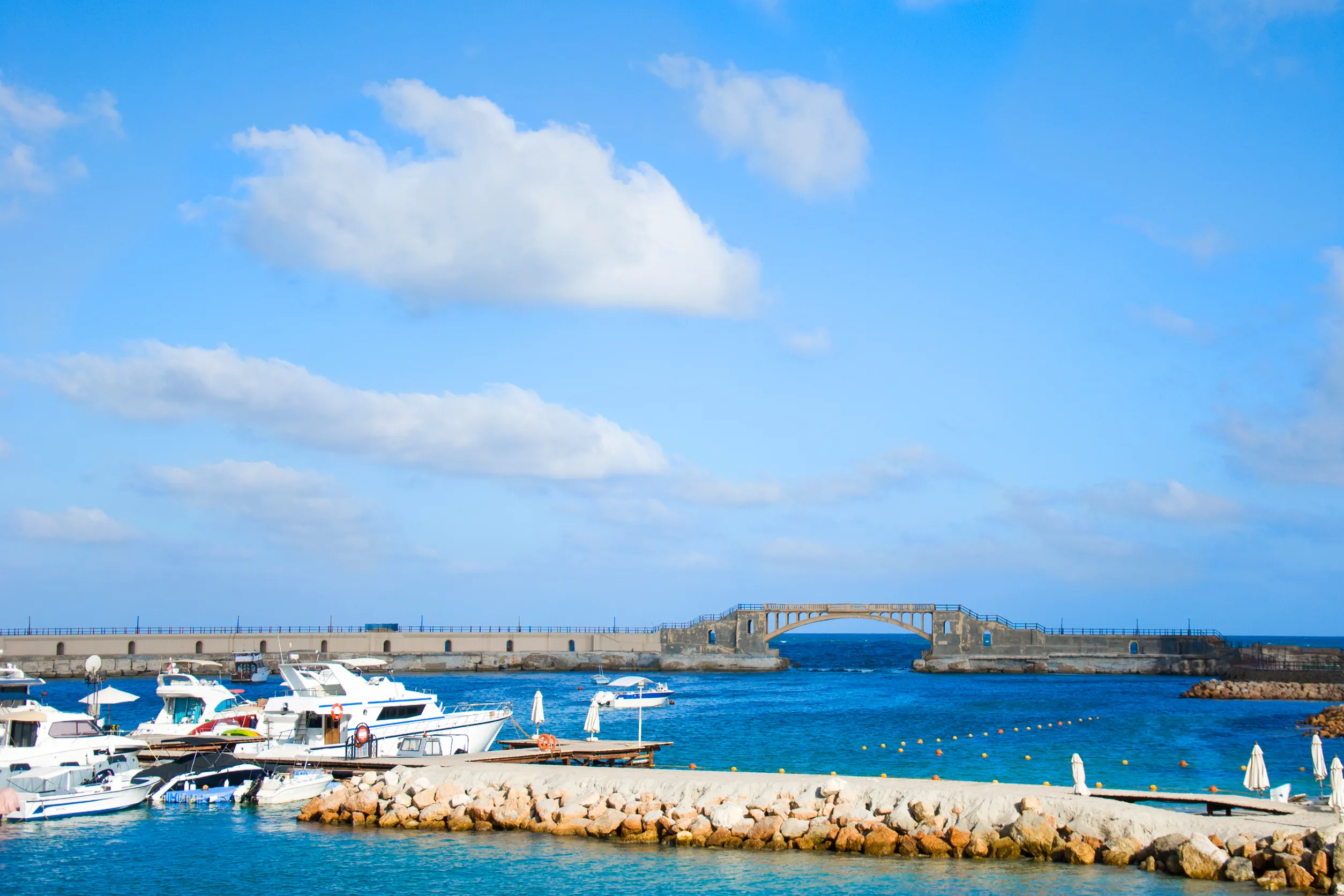 bridge in alexandria egypt on a sunny morning