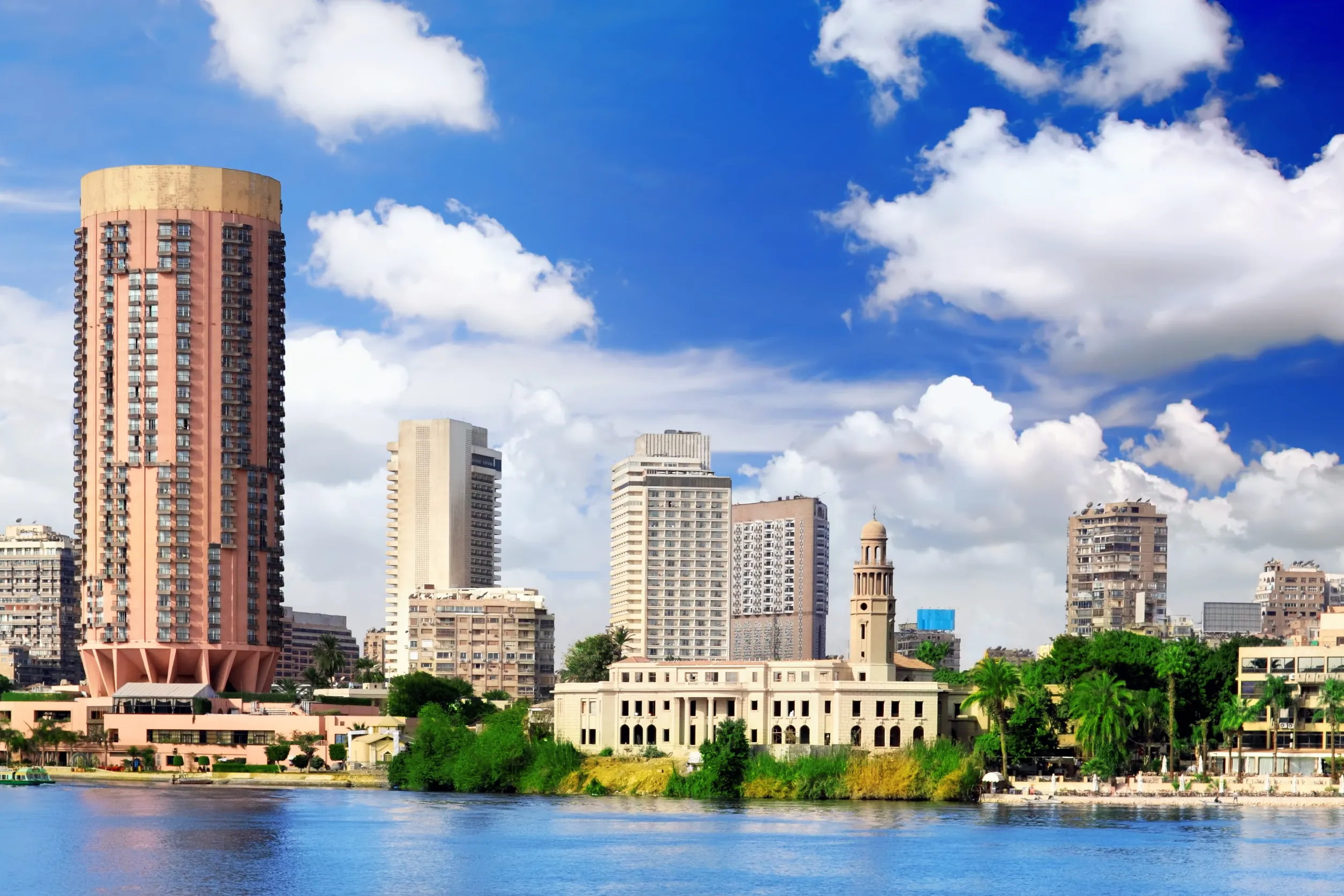 cairo city seafront of nile river cairo egyp