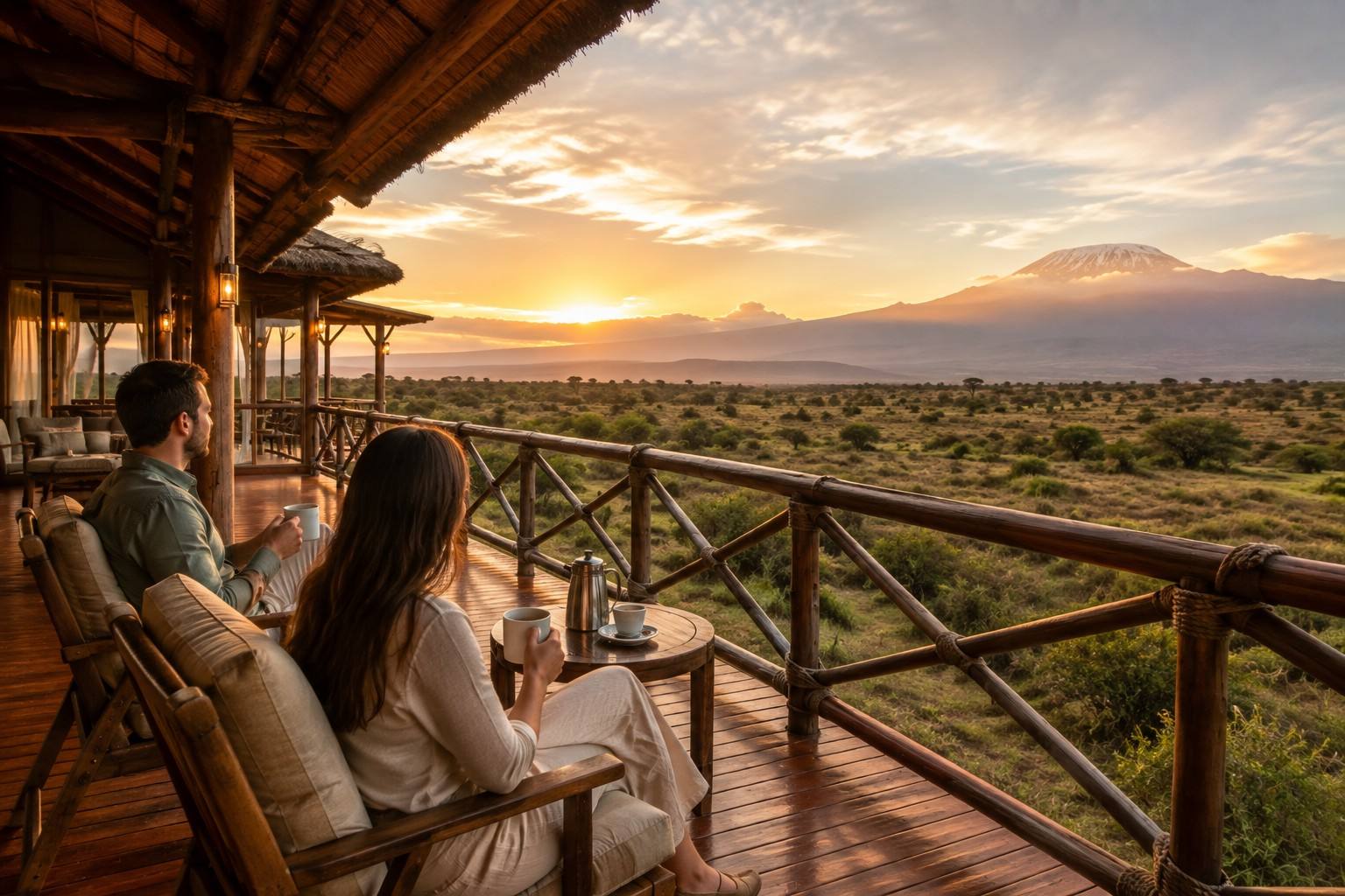 Couple Relaxing At Amboseli Safari Lodge