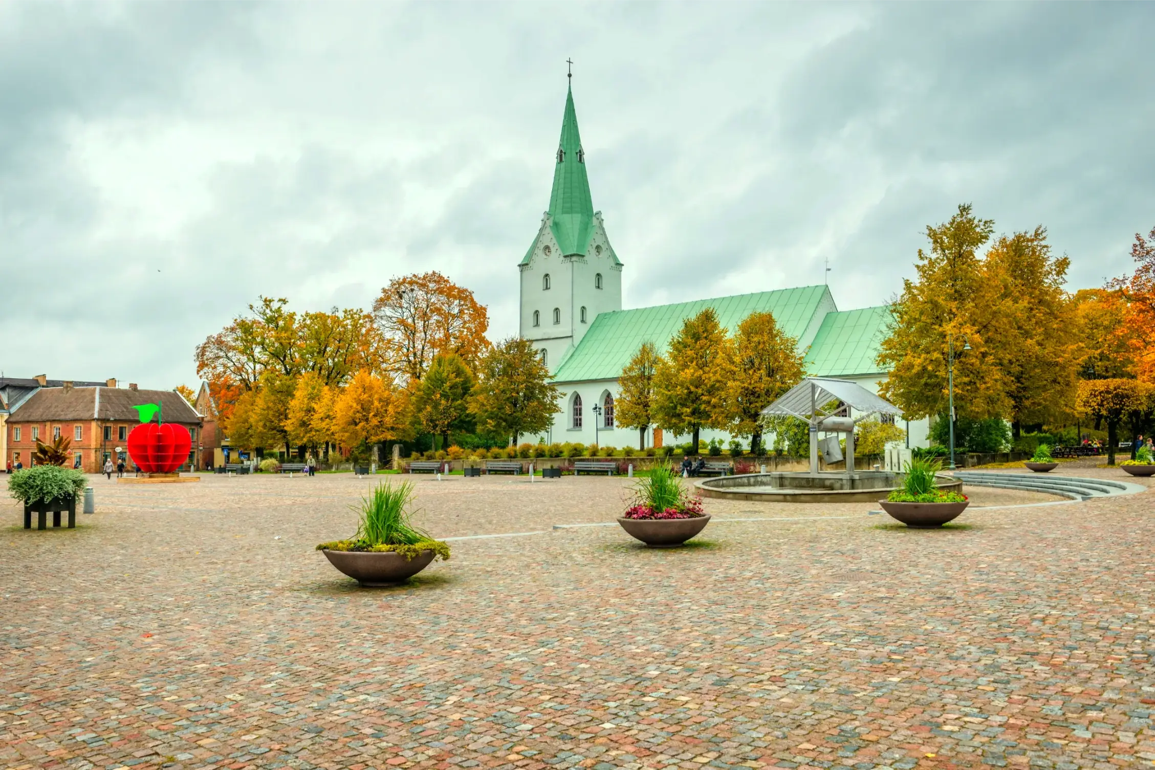 dobele autumn church in latvia