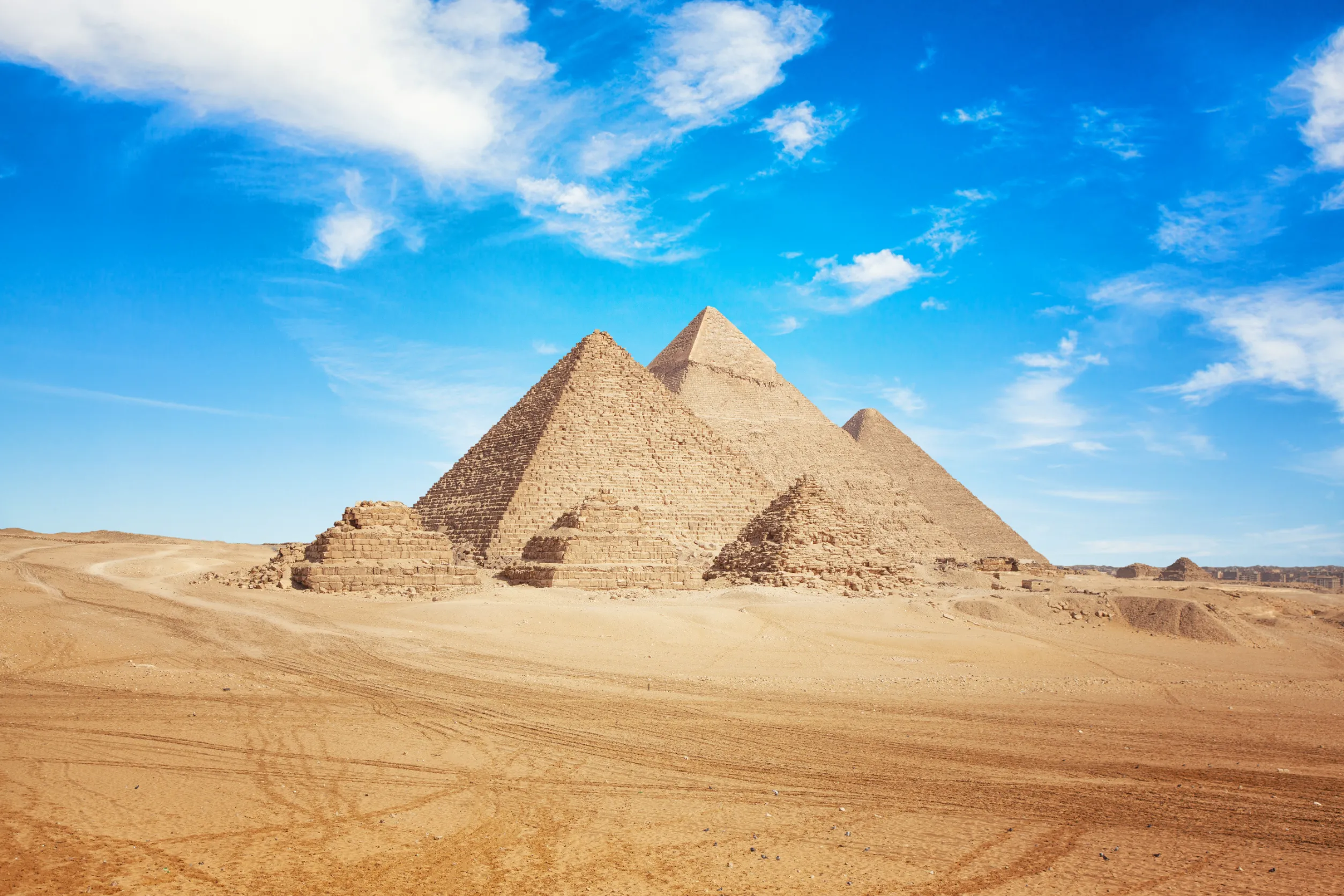 egypt cairo giza general view of pyramids