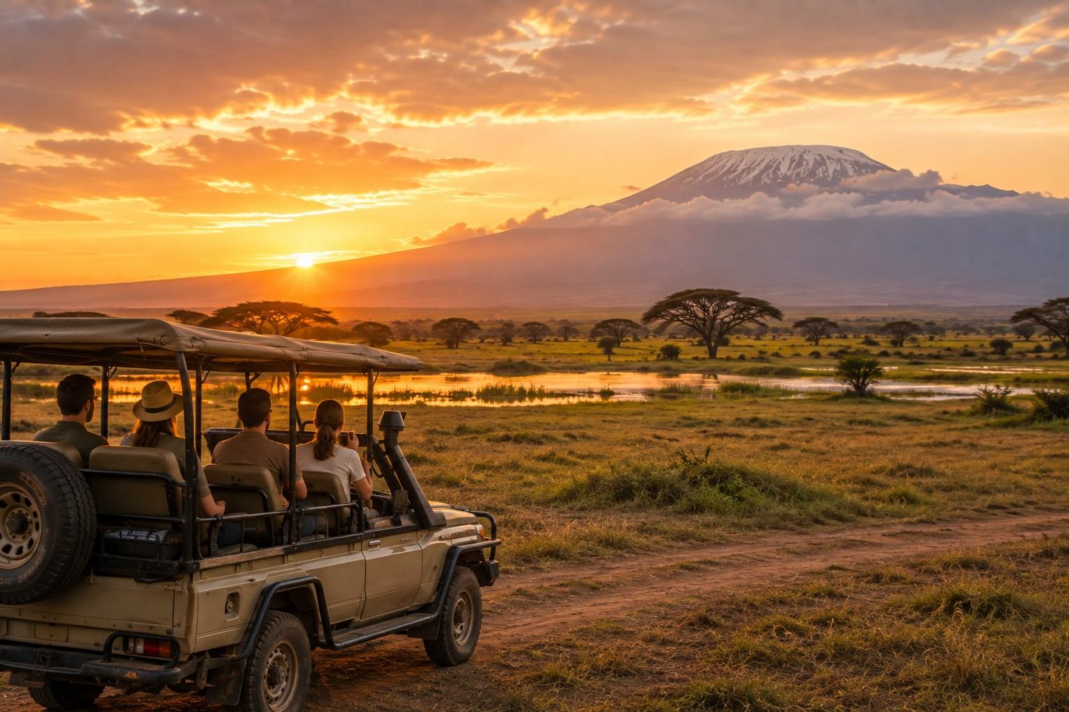 Family Enjoying Amboseli Sunset Safari
