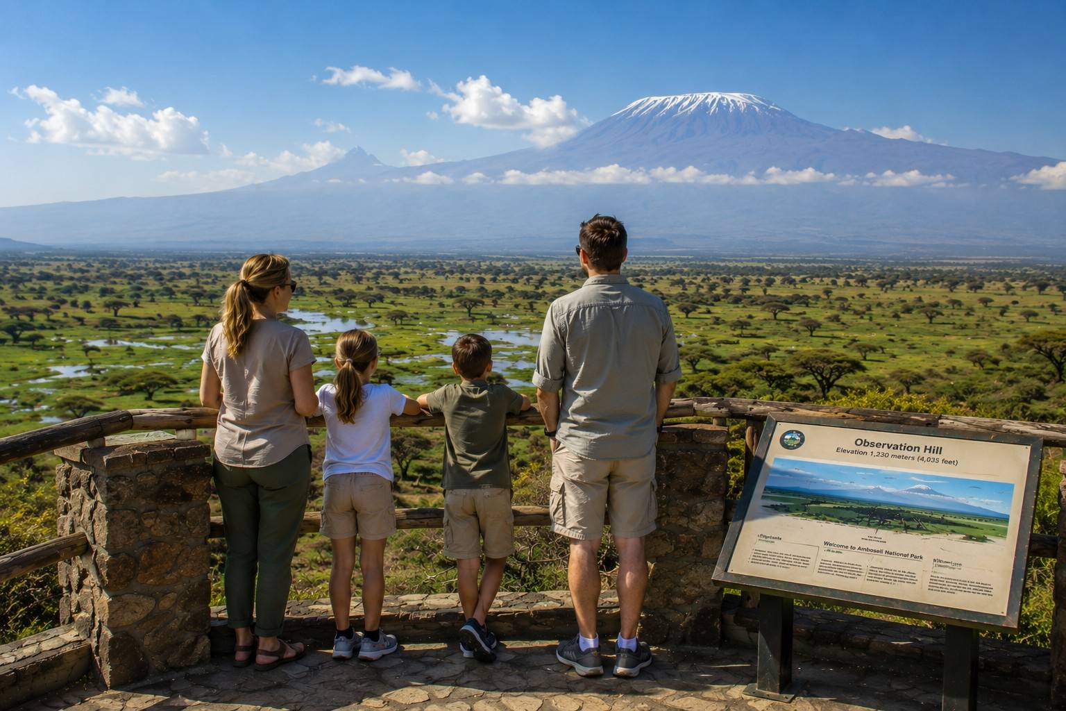 Family Enjoying The Amboseli Scenic Viewpoint