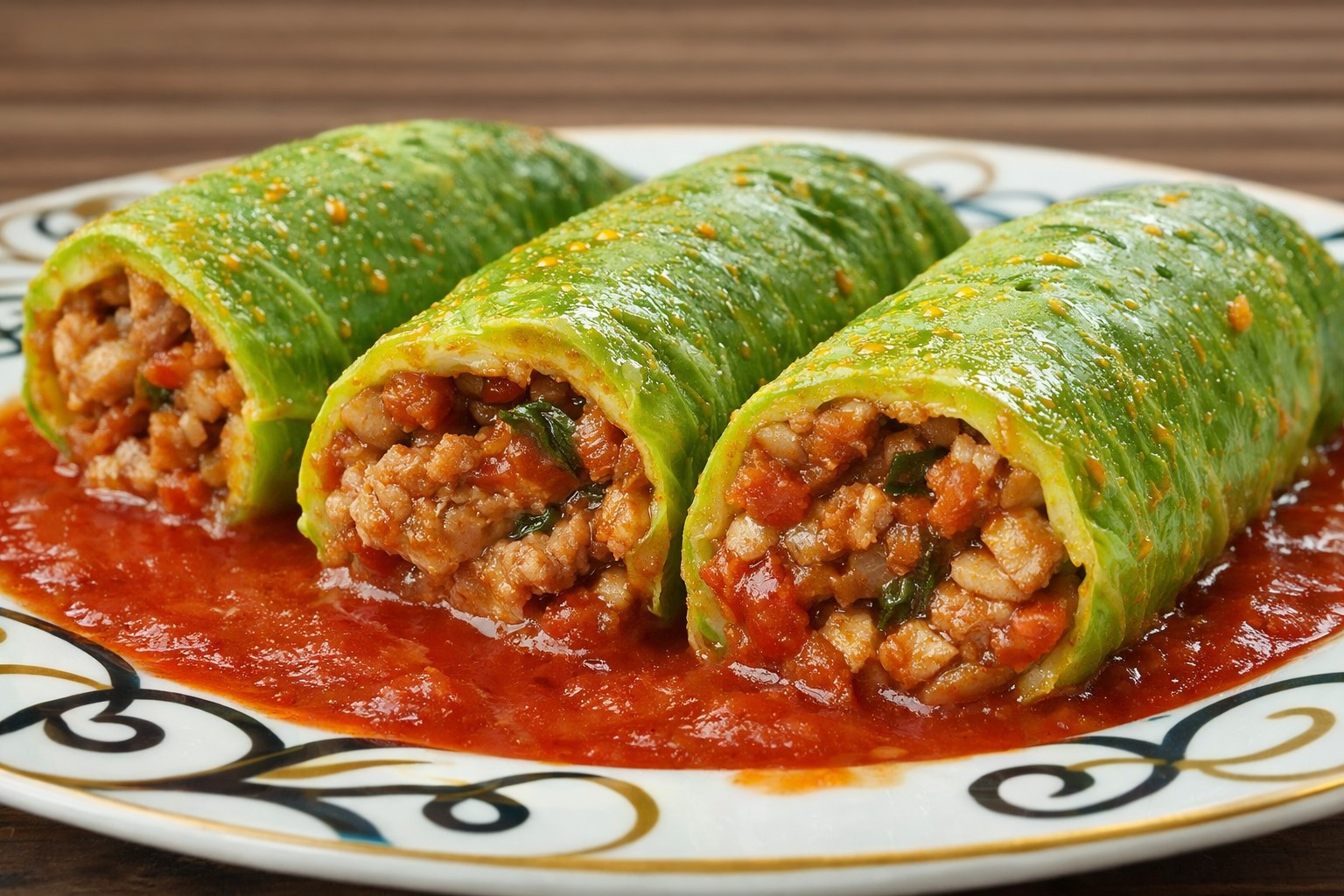 Mehshi Kusa Gef&uuml;llte Zucchini-R&ouml;llchen