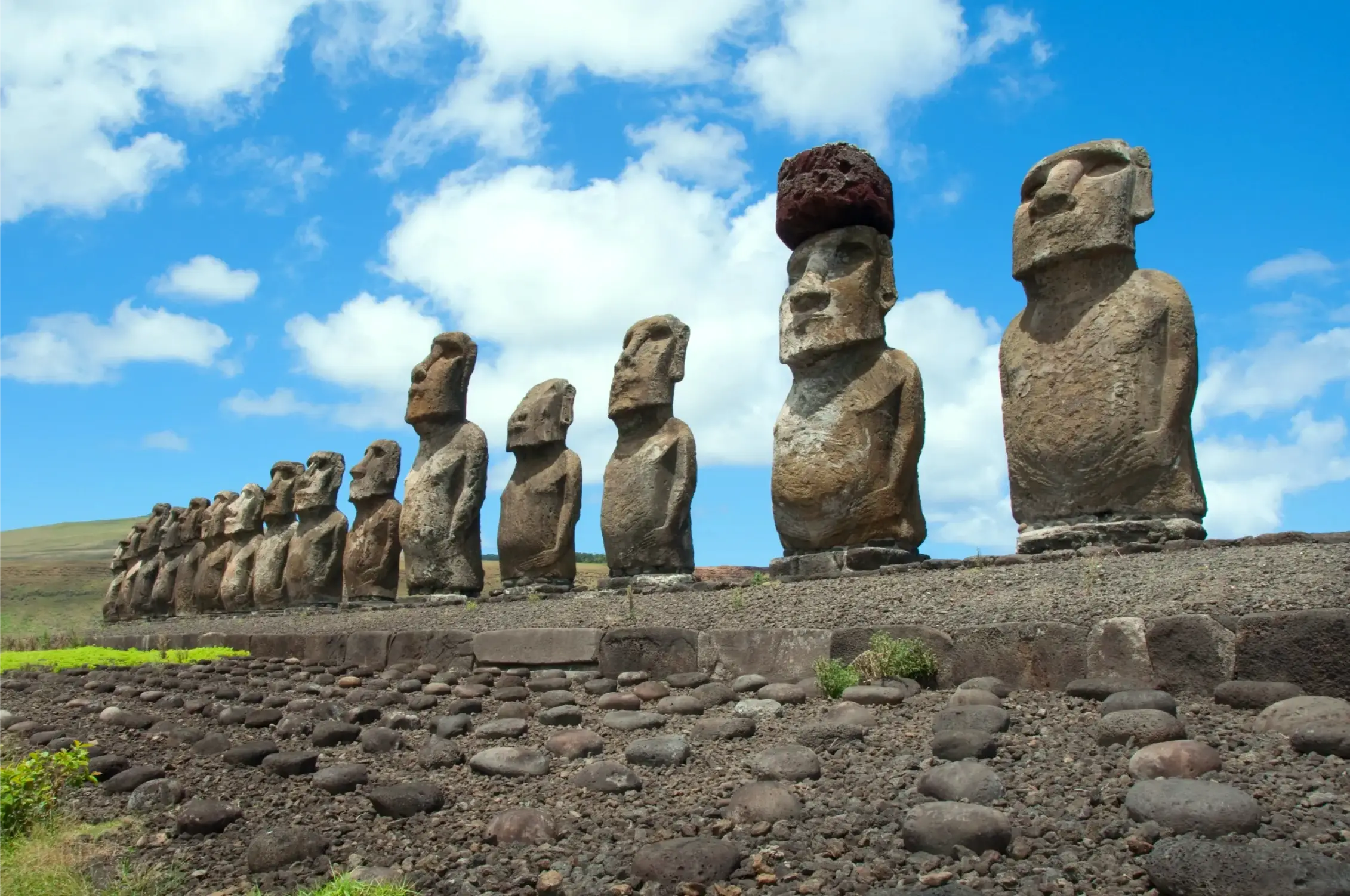 moais in ahu tongariki easter island chile