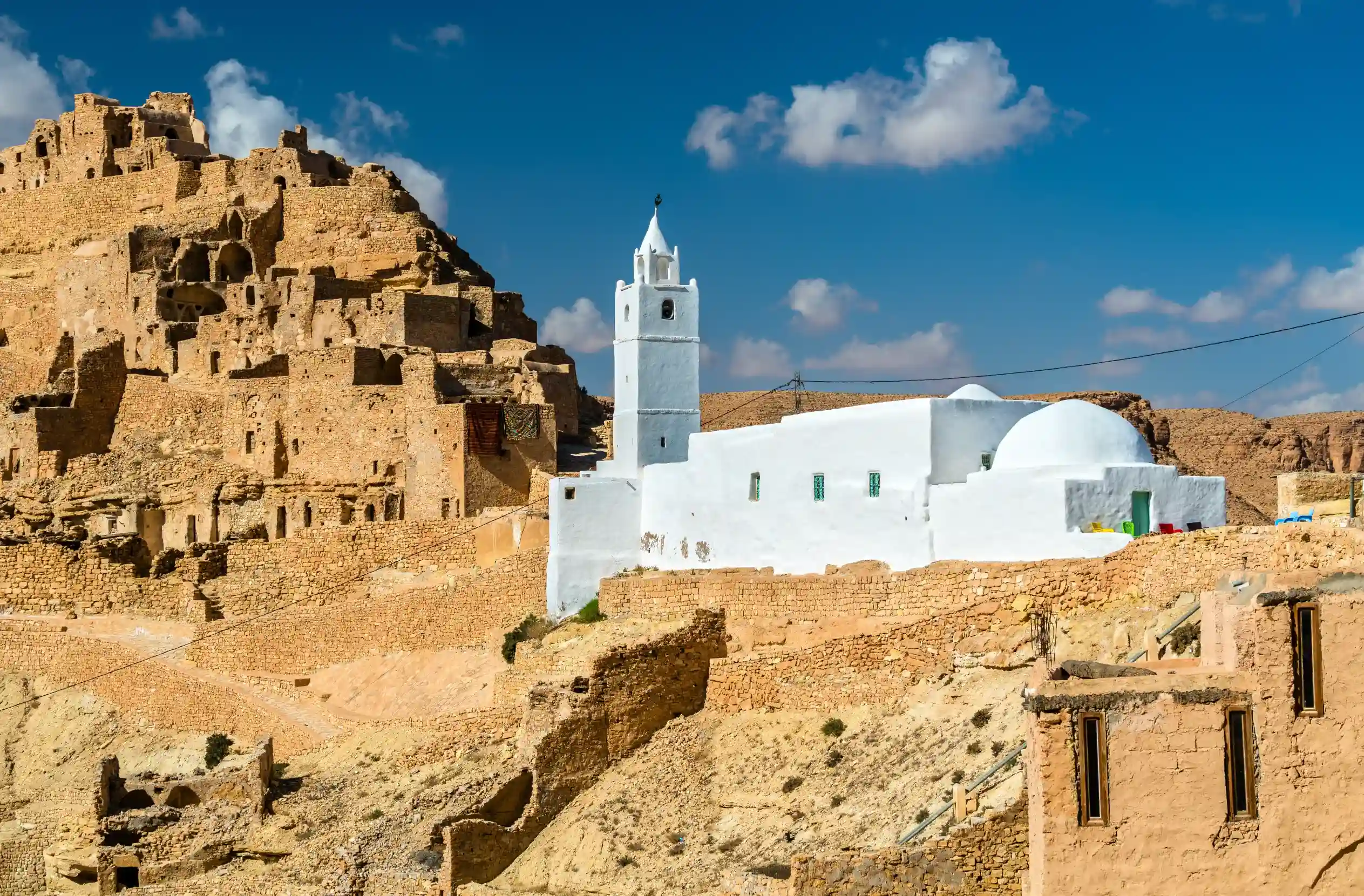 mosque at chenini a a fortified berber village in southern tunisia