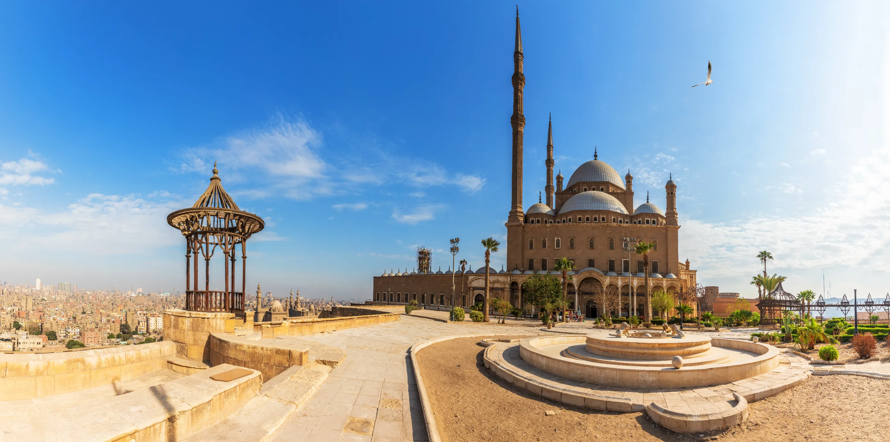 mosque of muhammad ali in the citadel of cairo egypt panoramic