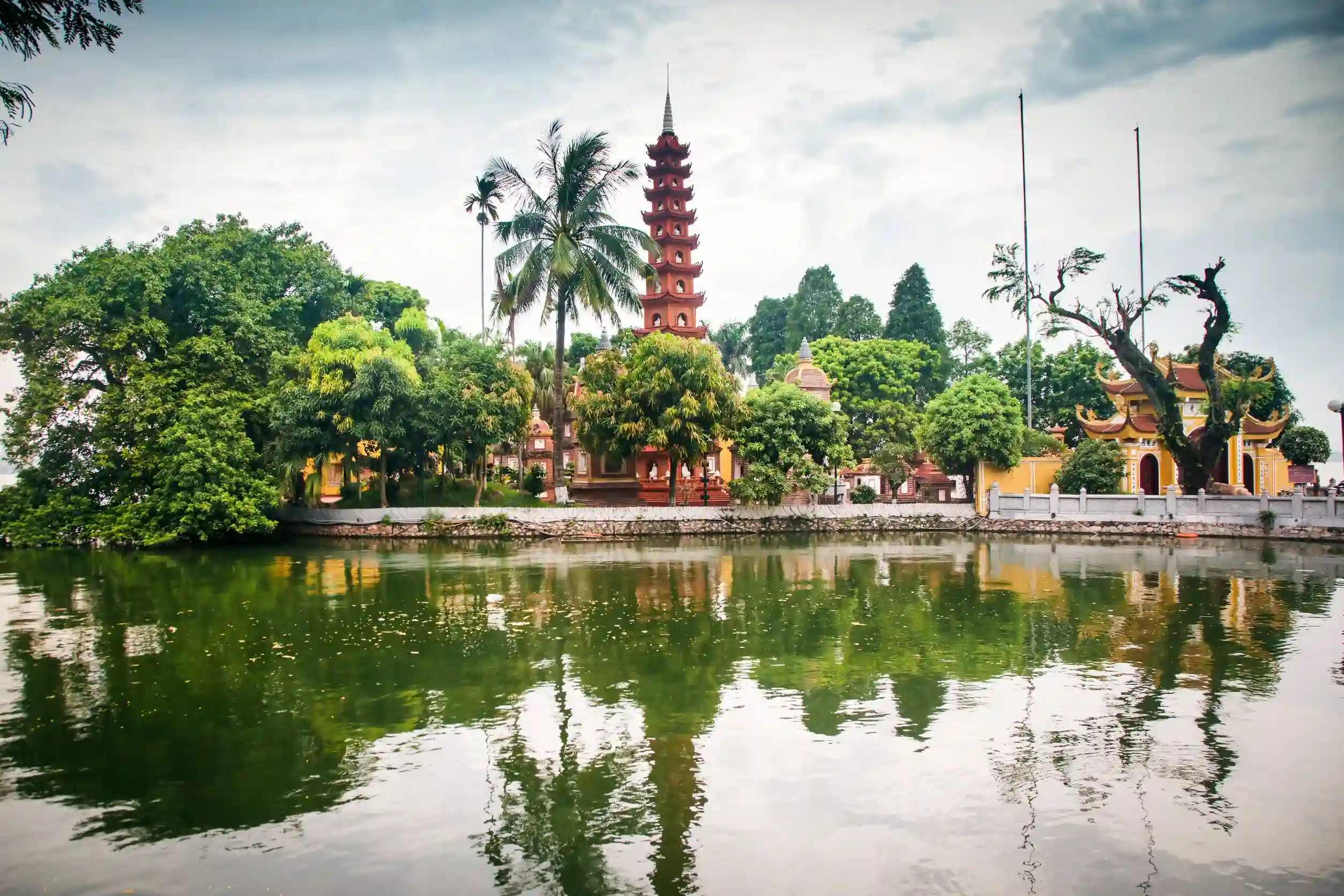 pagoda of tran quoc temple in hanoi vietnam