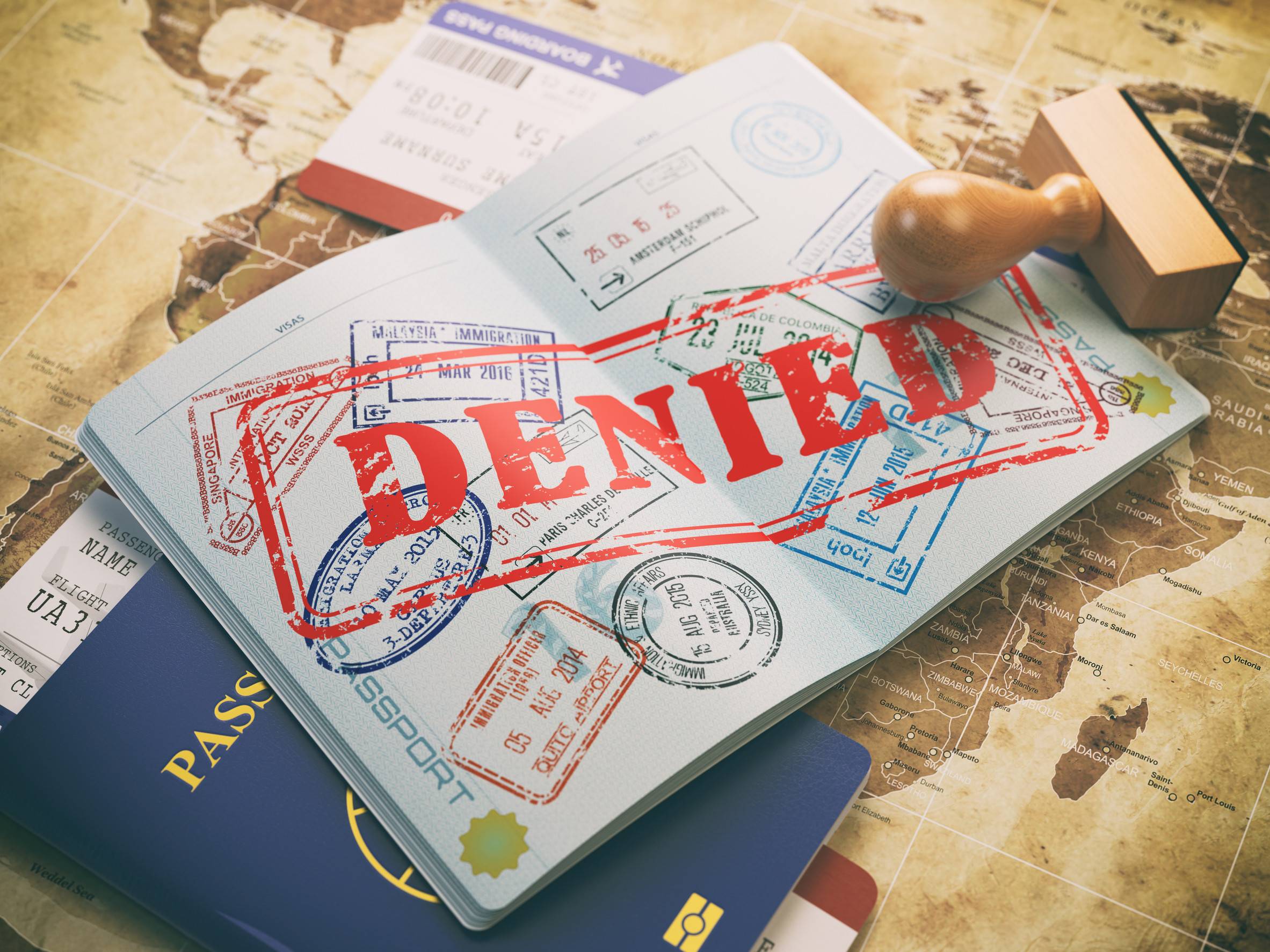 Passport with denied visa stamp