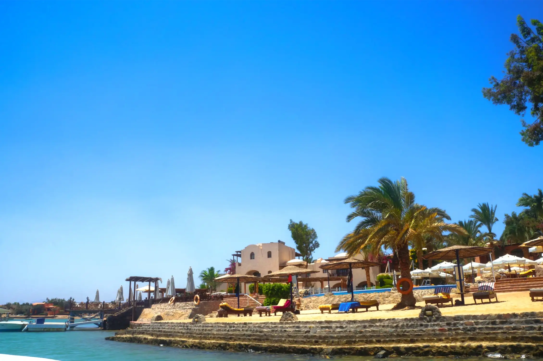 the coastline with houses and hotels in egypt