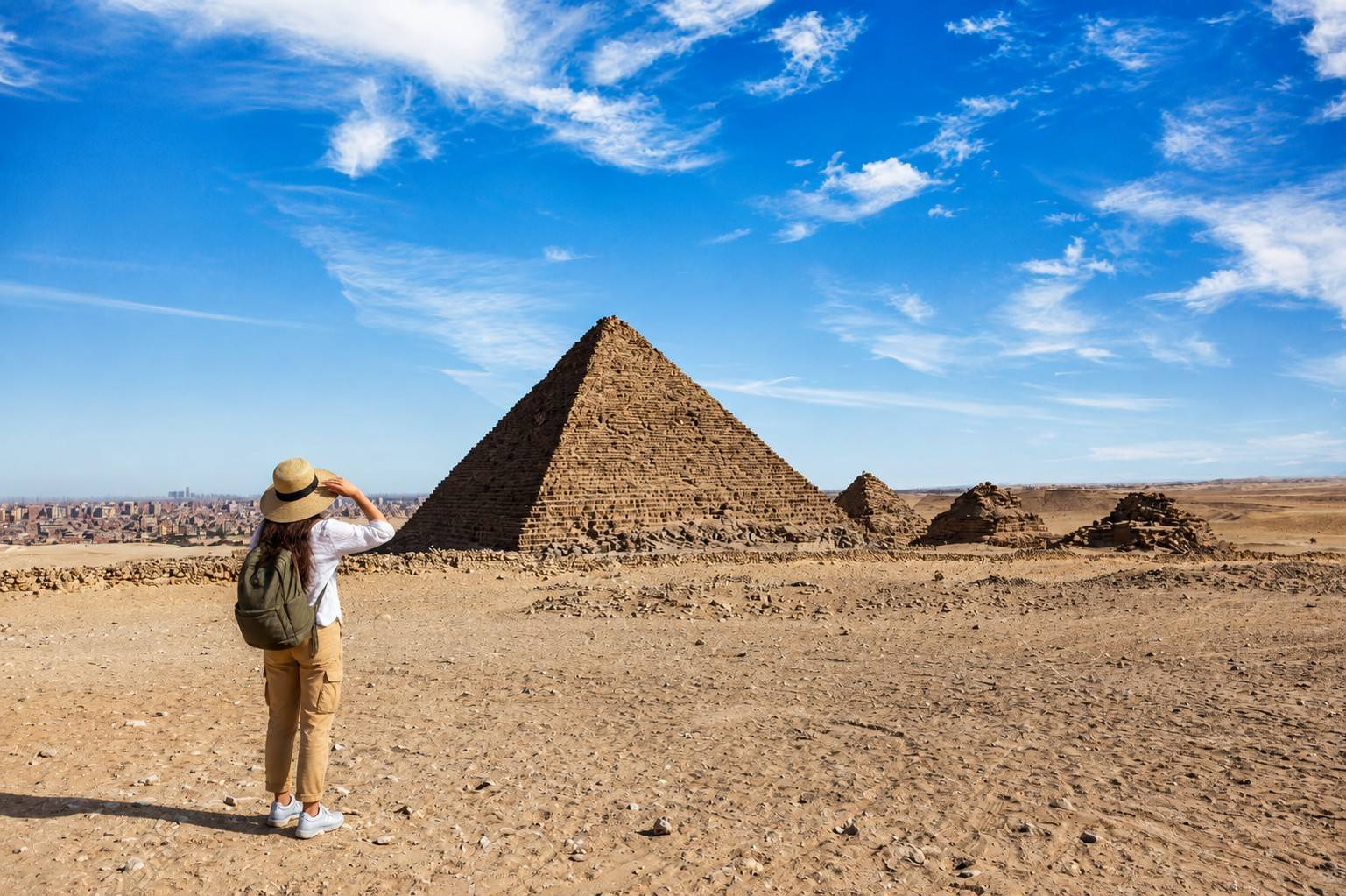 Tourist Viewing The Giza Pyramid Egypt