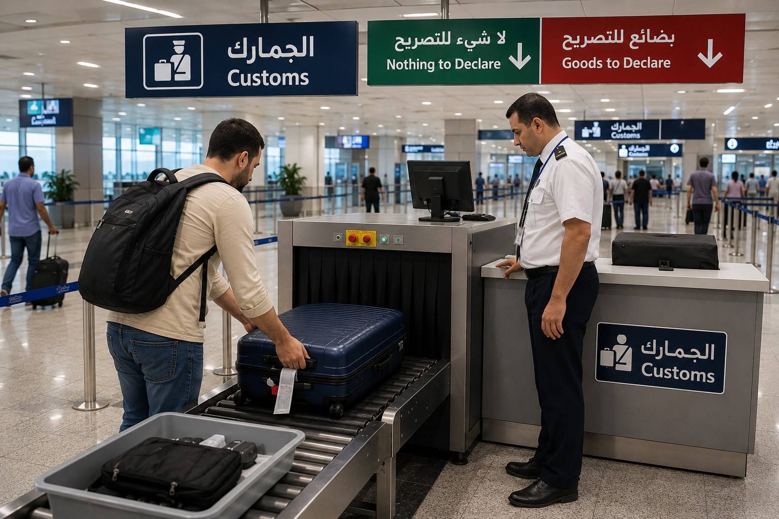 Traveller Clearing Customs At The Egyptian Airport