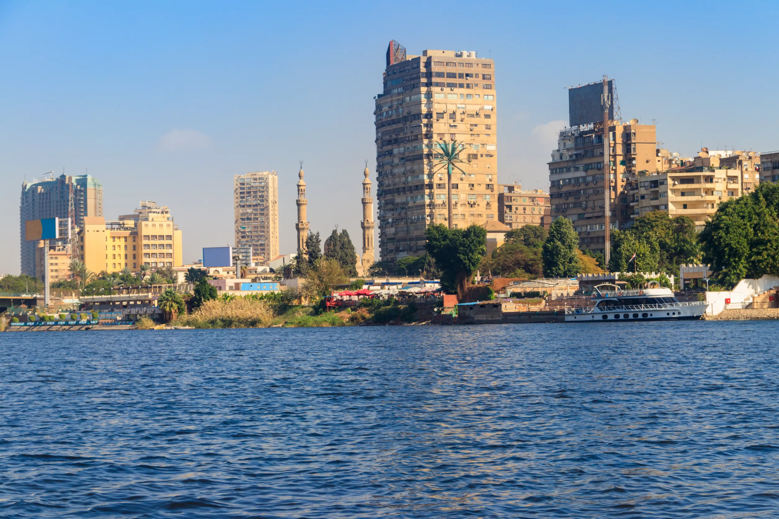 view of the cairo city and nile river in egypt