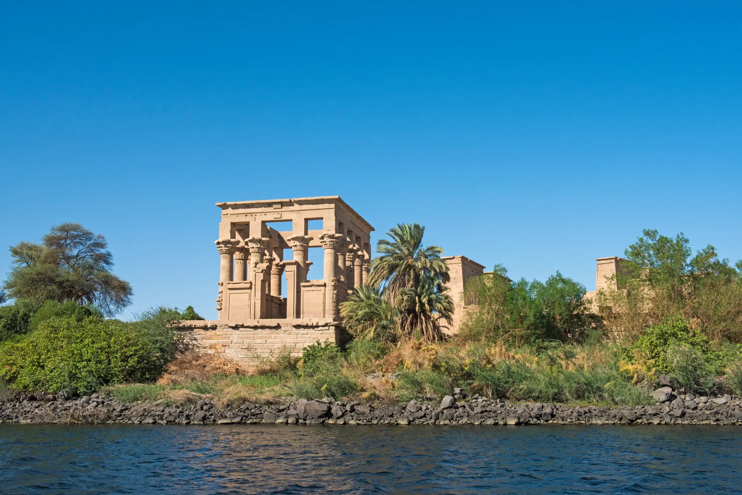 wall and columns on a kiosk at the ancient egyptian