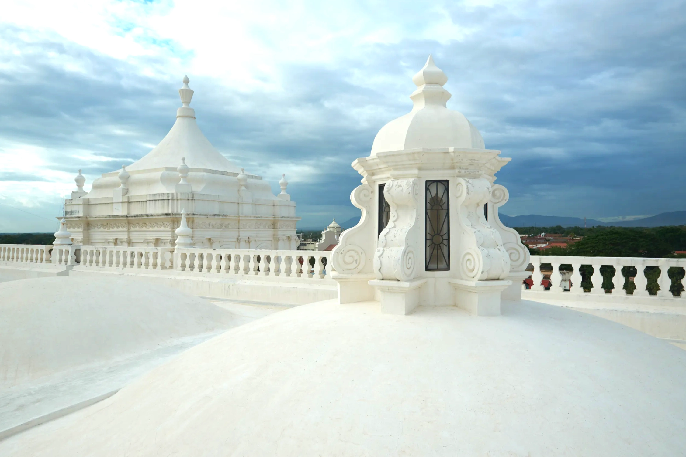 white roof central temple in leon nicaragua