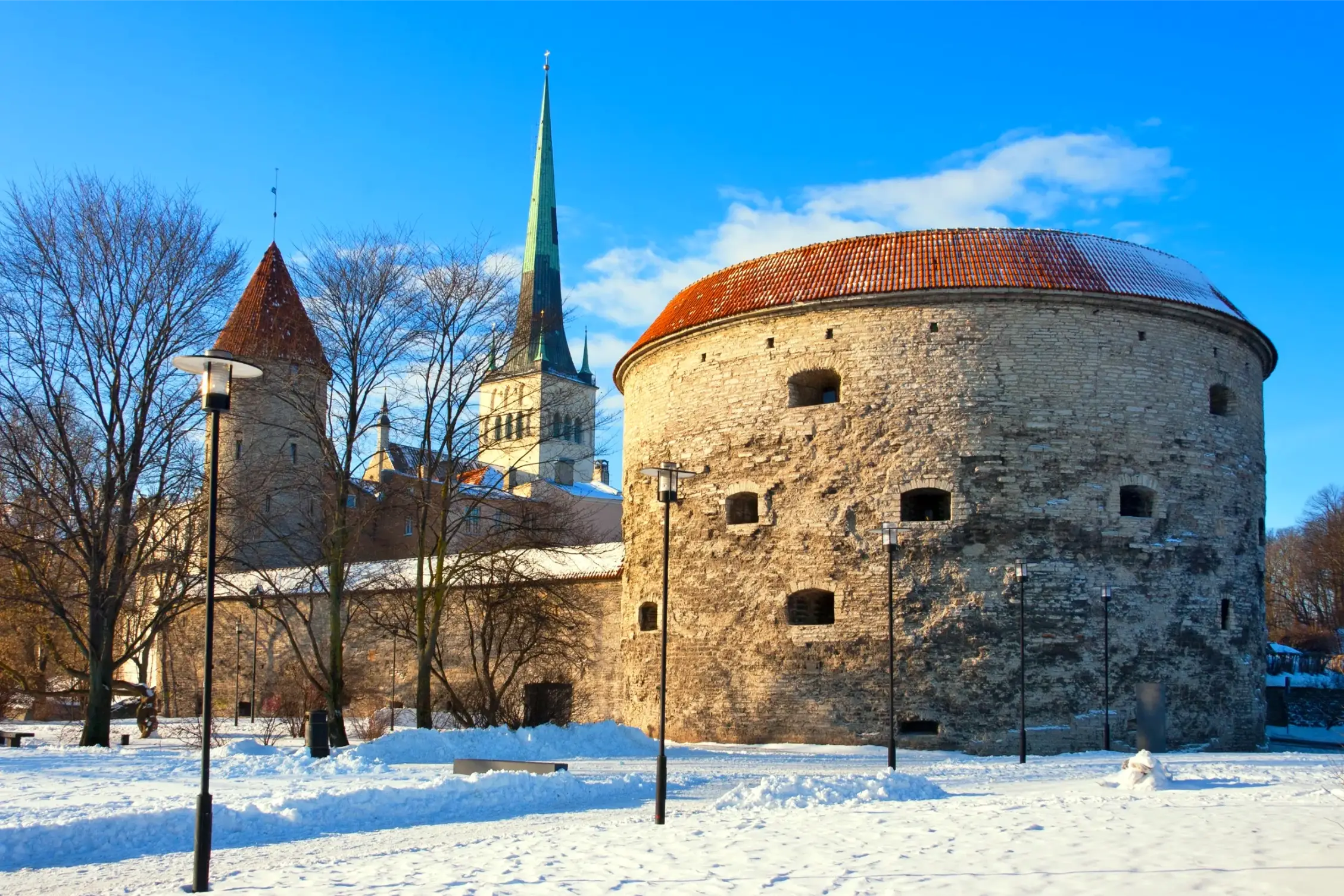 winter landscape with old town tallinn estonia